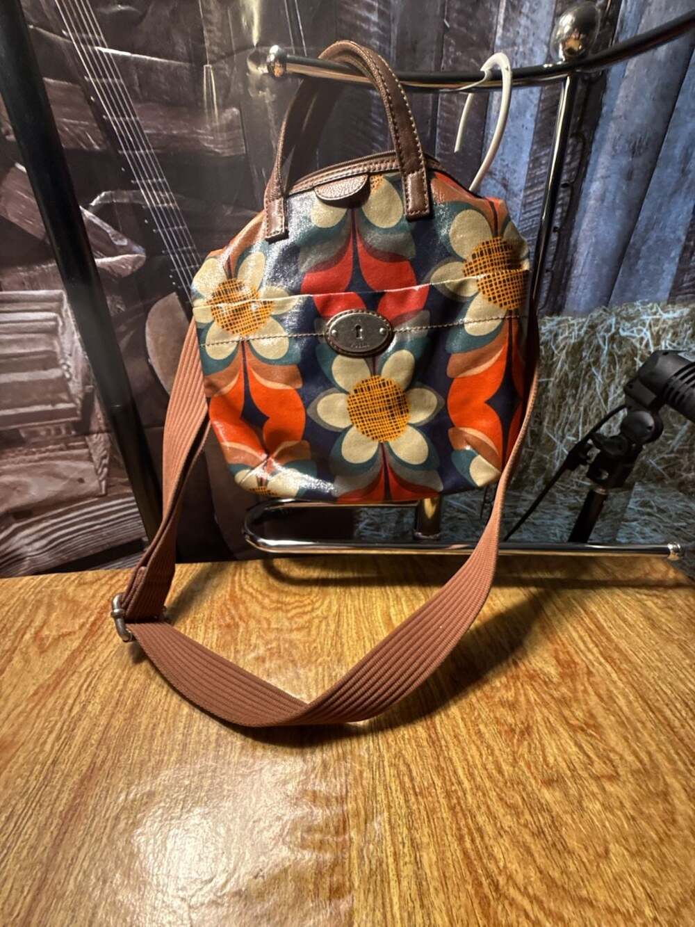 Fossil Key-Per Floral Coated Canvas Crossbody Bag